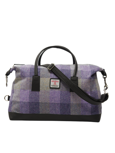 Harris Tweed Luggage Bag - HB156 (Black Leather)