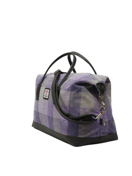 Harris Tweed Luggage Bag HB156 (Black Leather)