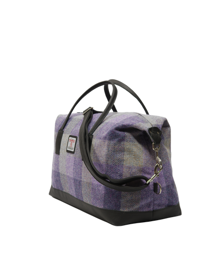 Harris Tweed Luggage Bag - HB156 (Black Leather)