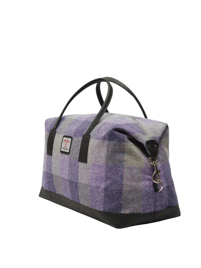 Harris Tweed Luggage Bag - HB156 (Black Leather)