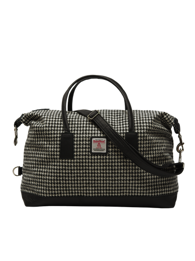 Harris Tweed Luggage Bag - HO63 (Black Leather)