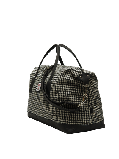 Harris Tweed Luggage Bag - HO63 (Black Leather)