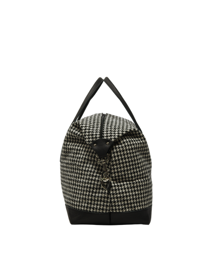 Harris Tweed Luggage Bag - HO63 (Black Leather)