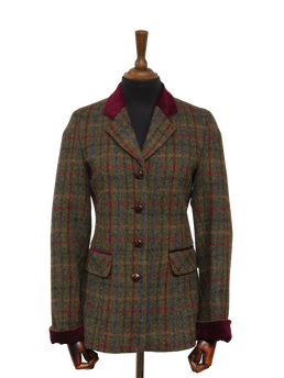 Harris Tweed Maggie Jacket Green/Burgundy Multi