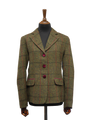Harris Tweed Melanie Jacket Moss Green w/Red Overcheck
