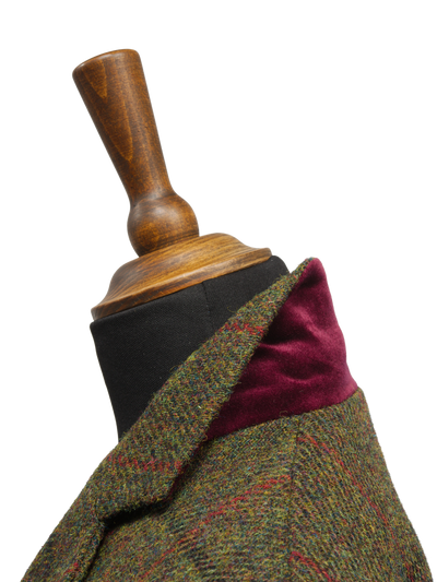 Harris Tweed Melanie Jacket Moss Green w/Red Overcheck