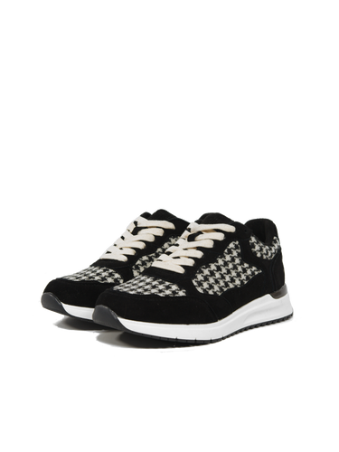 Harris Tweed Rosie Trainers - Black/White Houndstooth
