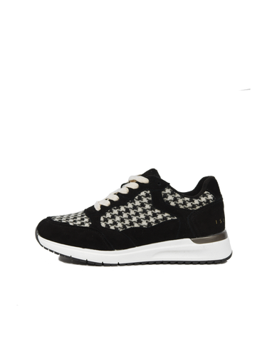 Harris Tweed Rosie Trainers - Black/White Houndstooth