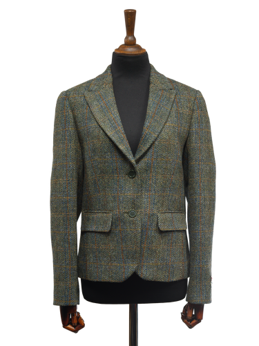 Harris Tweed Tammy Jacket - Green Herringbone With Overcheck
