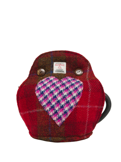 Harris Tweed Tea Cosy A001 Purple Navy Heart