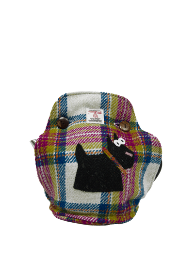 Harris Tweed Tea Cosy Pink Turquoise Check Scottie Dog