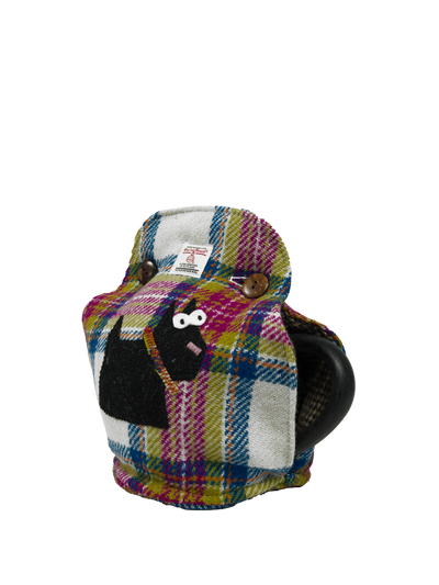 Harris Tweed Tea Cosy Pink Turquoise Check Scottie Dog