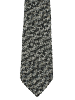 Harris Tweed Tie Black/White Herringbone