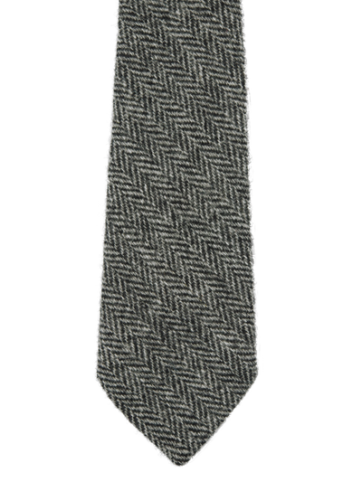 Harris Tweed Tie Black/White Herringbone