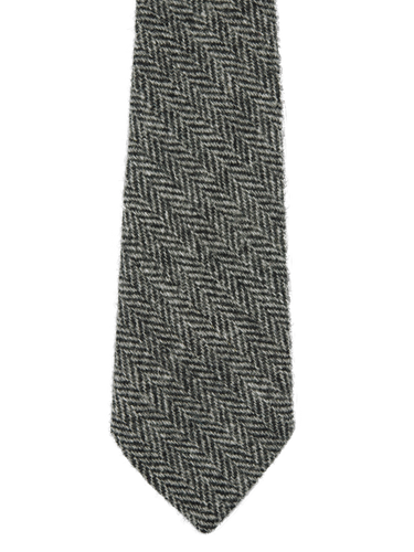 Harris Tweed Tie - HB1 Black/White Herringbone