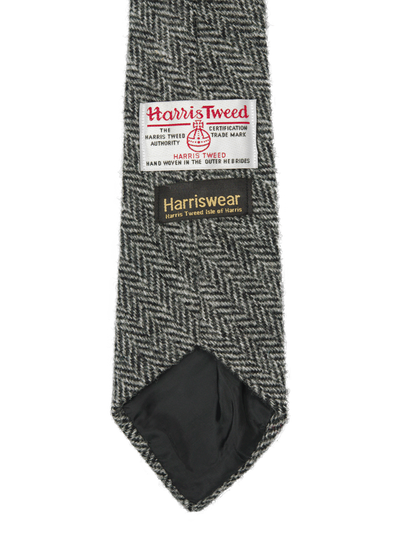 Harris Tweed Tie Black/White Herringbone