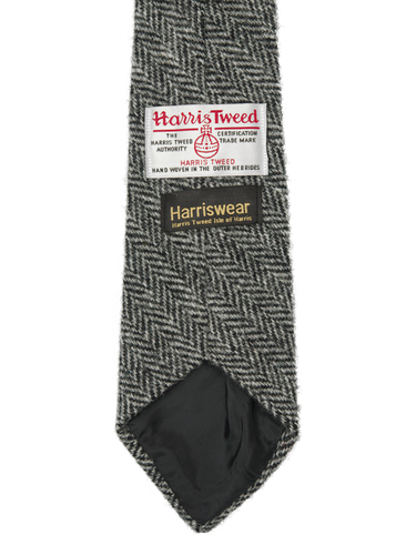 Harris Tweed Tie - HB1 Black/White Herringbone
