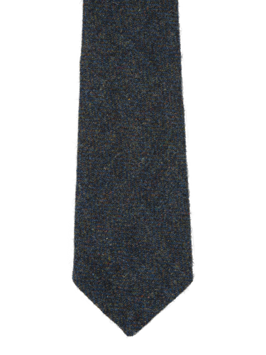 Harris Tweed Tie - Denim/Green Mix Herringbone