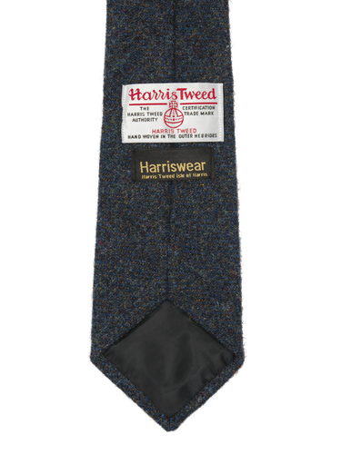 Harris Tweed Tie - Denim/Green Mix Herringbone