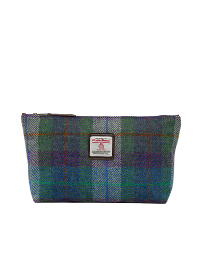 Harris Tweed Toiletries Bag - A0173 Brown Leather
