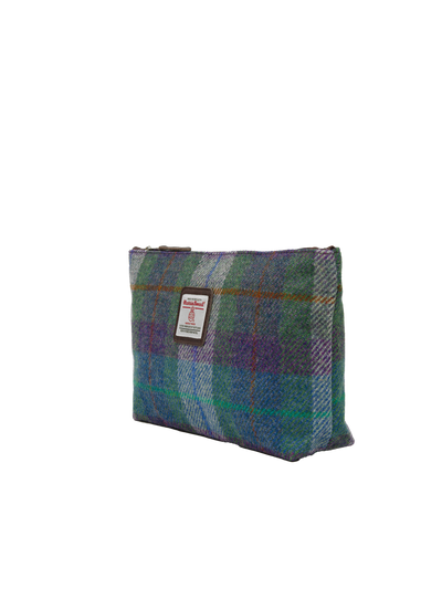 Harris Tweed Toiletries Bag - A0173 Brown Leather