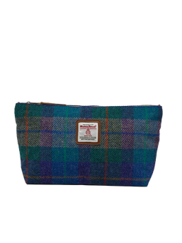 Harris Tweed Toiletries Bag - A085 (Tan Leather)