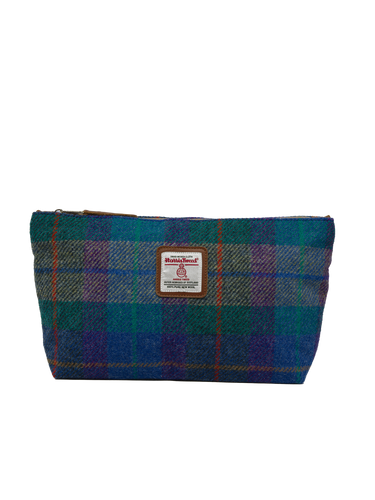 Harris Tweed Toiletries Bag - A085 (Tan Leather)
