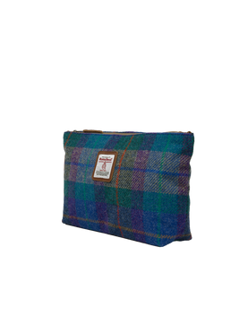 Harris Tweed Toiletries Bag - A085 (Tan Leather)