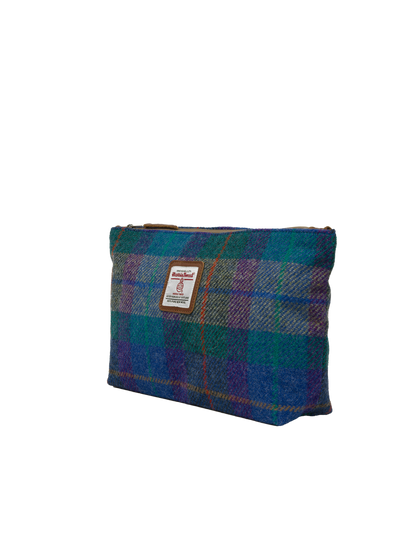 Harris Tweed Toiletries Bag - A085 (Tan Leather)
