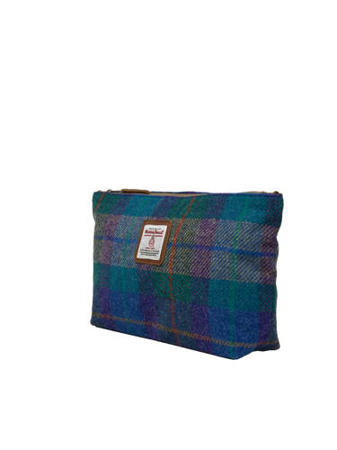 Harris Tweed Toiletries Bag - A085 (Tan Leather)