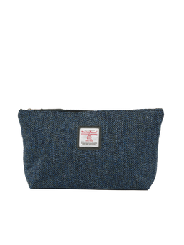 Harris Tweed Toiletries Bag - BC4 (Black Leather)