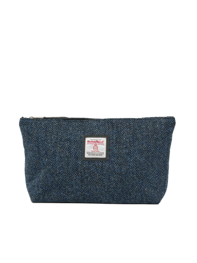 Harris Tweed Toiletries Bag - BC4 (Black Leather)