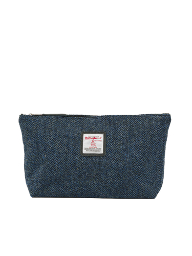 Harris Tweed Toiletries Bag - BC4 (Black Leather)