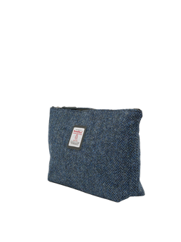 Harris Tweed Toiletries Bag - BC4 (Black Leather)