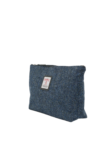 Harris Tweed Toiletries Bag - BC4 (Black Leather)