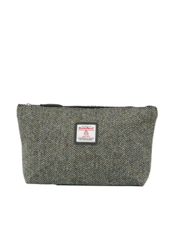 Harris Tweed Toiletries Bag - BC6 (Black Leather)