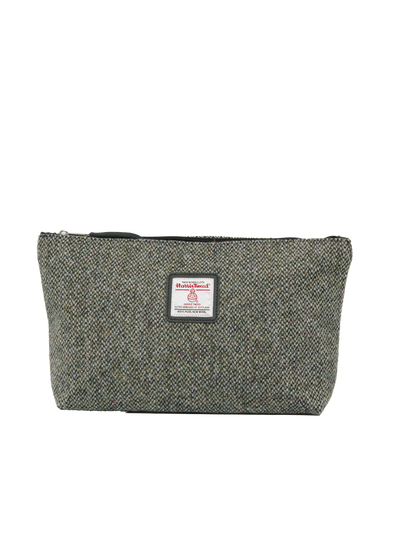 Harris Tweed Toiletries Bag - BC6 (Black Leather)