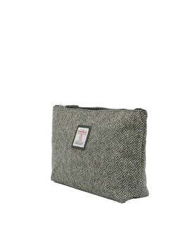 Harris Tweed Toiletries Bag - BC6 (Black Leather)