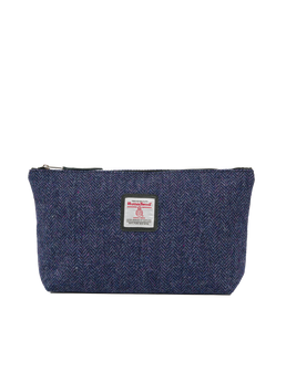 Harris Tweed Toiletries Bag HB105 (Black Leather)