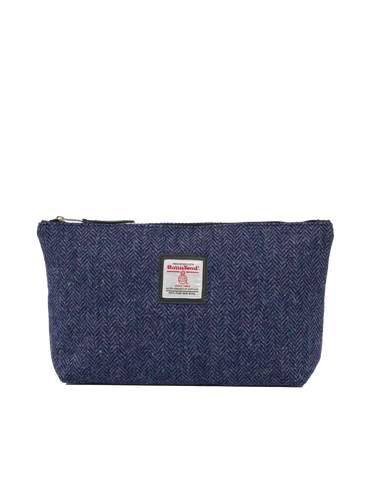 Harris Tweed Toiletries Bag - HB105 (Black Leather)
