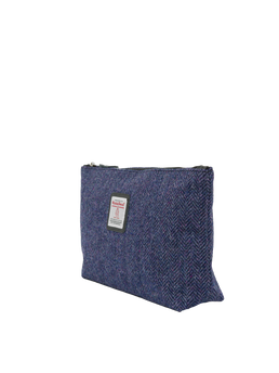 Harris Tweed Toiletries Bag HB105 (Black Leather)