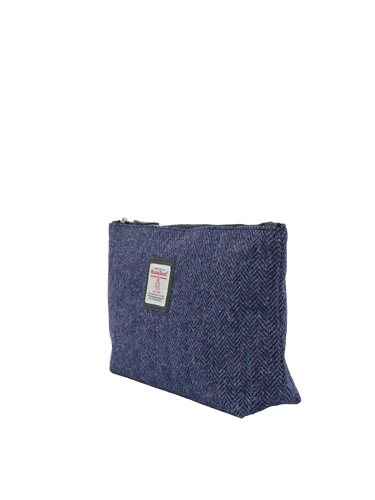 Harris Tweed Toiletries Bag - HB105 (Black Leather)