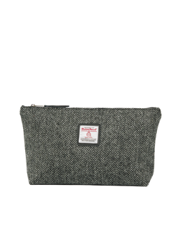 Harris Tweed Toiletries Bag HB1 (Black Leather)