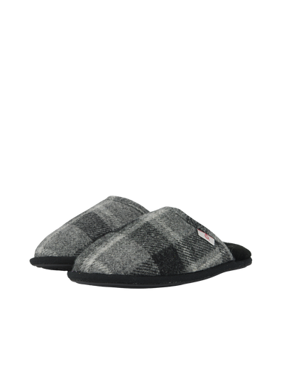Harris Tweed William Slippers Black Tartan Check