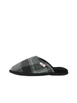 Harris Tweed William Slippers Black Tartan Check