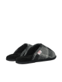 Harris Tweed William Slippers Black Tartan Check
