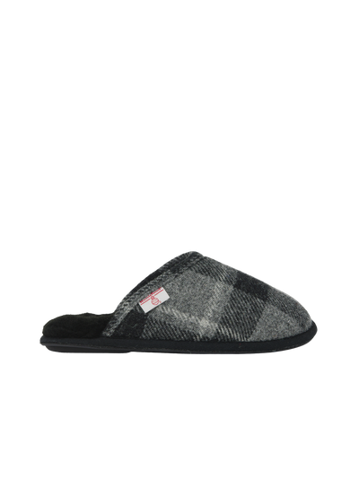 Harris Tweed William Slippers Black Tartan Check