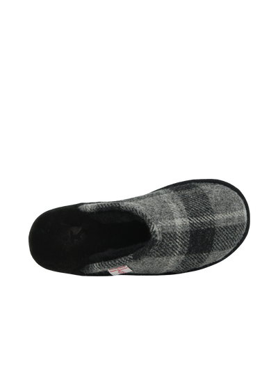 Harris Tweed William Slippers Black Tartan Check