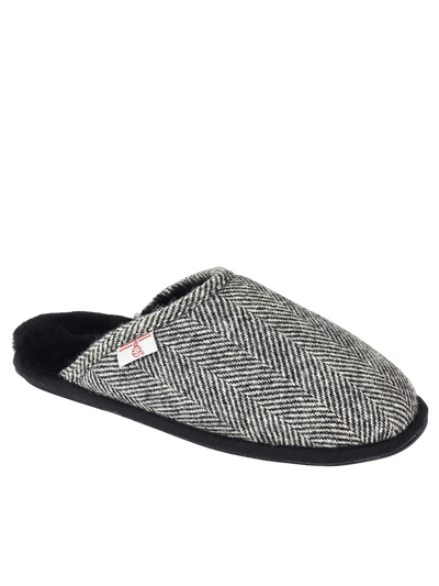 Harris Tweed William Slippers Black/White HB