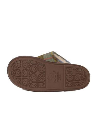 Harris Tweed William Slippers Chocolate/Green Check
